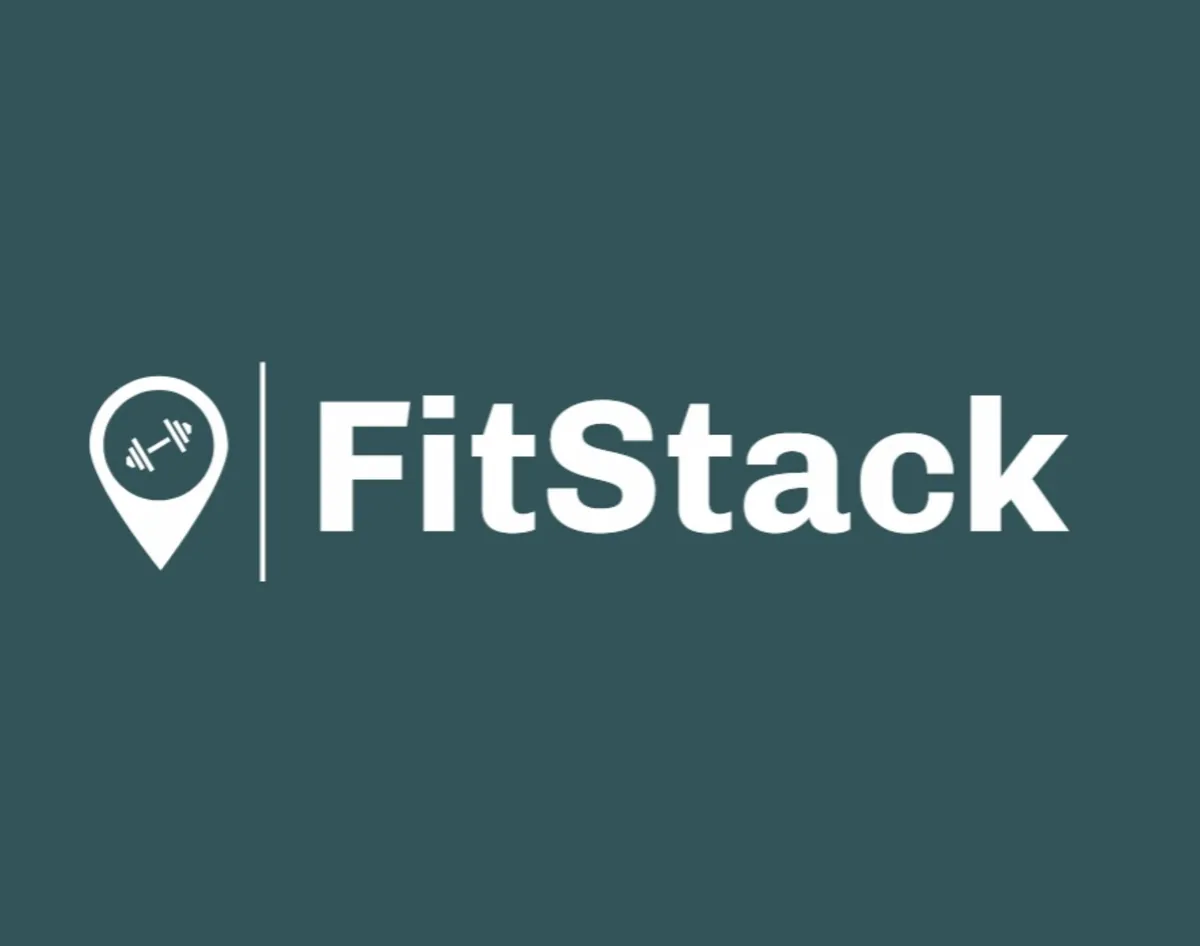 FitStack logo, a map pin with a dumbbell